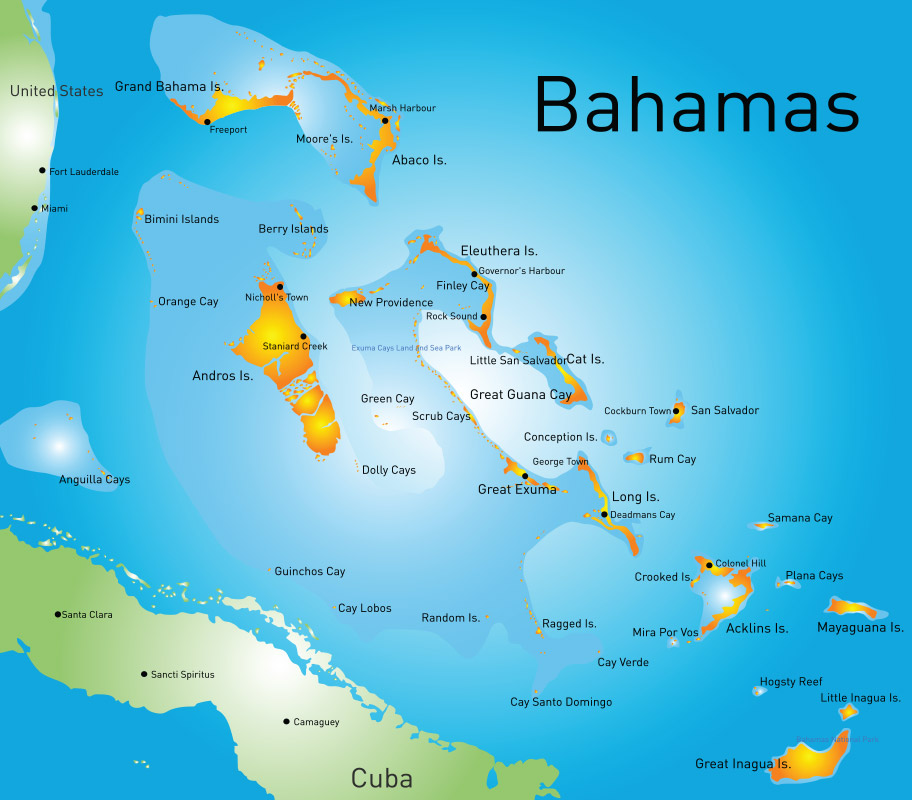 Bahamas Karte, Landkarte Inselübersicht