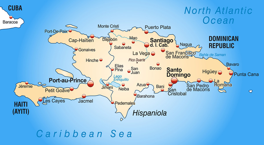 Dominikanische Republik Karte Anflug Schweiz Dom Rep günstig