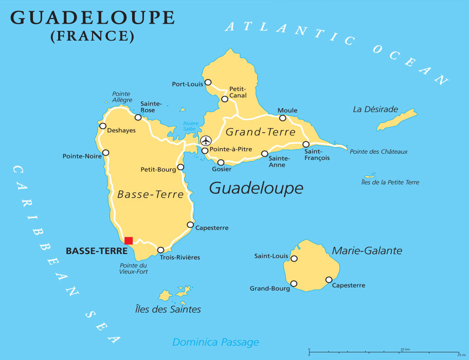 Guadeloupe Reisetipps - Länderkarte - Kartenübesicht Guadeloupe