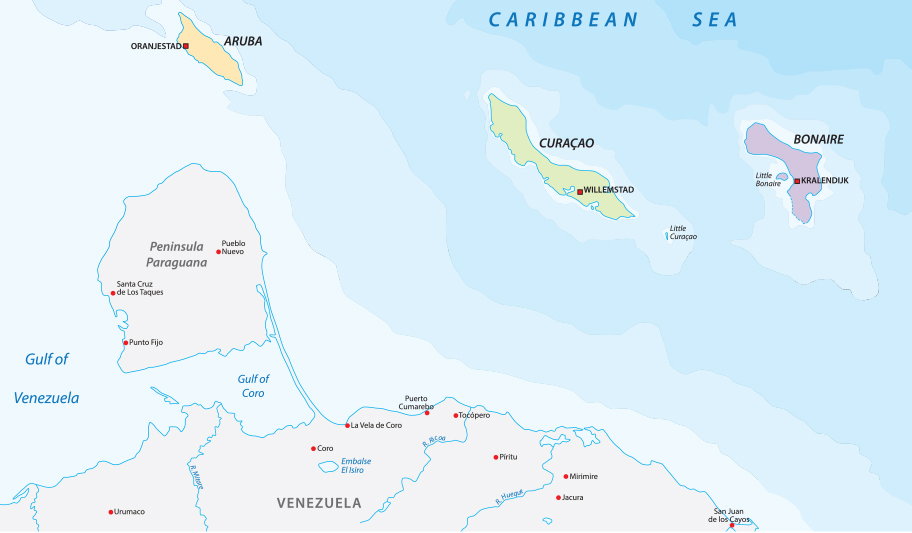 Karte ABC Inseln, touristische Landkarte